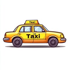 Fototapeta premium Taxi isolated on white background. Taxi icon. Cab isolated on white. Cab icon. Cab Car. Taxi Car Isolated element on white for Designers. Isolated Taxi Design Element. Cab Car Isolated on white. 