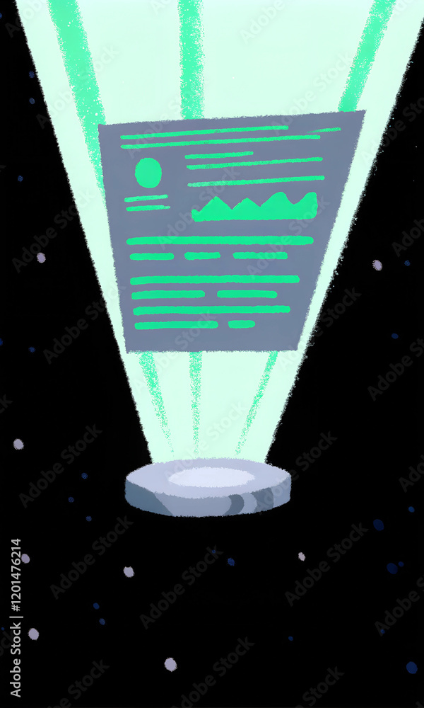 Poster holographic data projection in space futuristic visualization and technology concepts