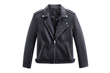 Classic black leather bikers' jacket isolated on white