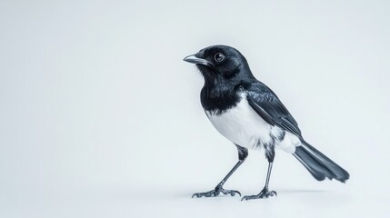 Elegant Magpie Bird Studio Shot: A Stunning Black and White Avian Portrait