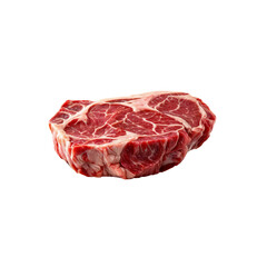 Prime Rib Steak: A succulent, raw prime rib steak, showcasing its rich marbling and vibrant red color, ready to be seasoned and grilled to perfection.