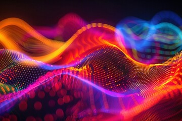Abstract glowing patterns blending rich colors into flowing and immersive designs