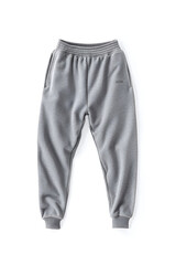 Blank grey sport man's sweatpants mockup, front view, isolated on white background