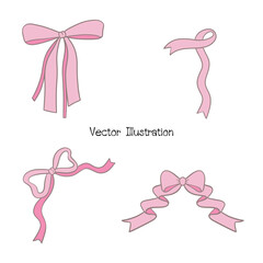 Whimsical Hand-Drawn Bows, Valentine's Day Vector Illustration