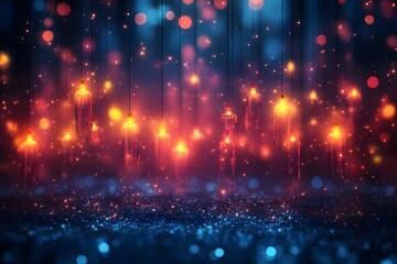 Fototapeta premium Magical Festive Lights with Sparkling Abstract Bokeh Backdrop for Holiday Design