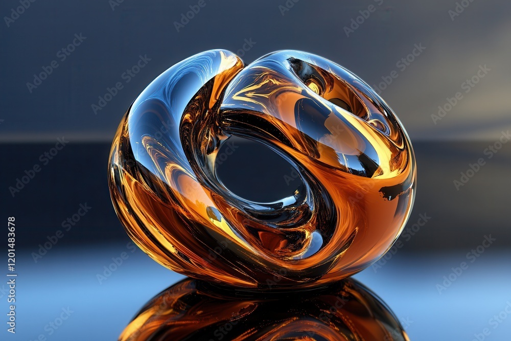 Poster abstract liquid drops merging to form a circular shape in warm amber tones captured in exquisite det