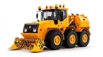 Yellow road marking machine isolated on a white background. Generative AI