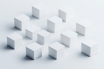 Abstract 3D Arrangement of White Gradient Cubes on a Soft Background, Perfect for Modern Art and Design Projects, Ideal for Creative Visual Concepts and Inspiration