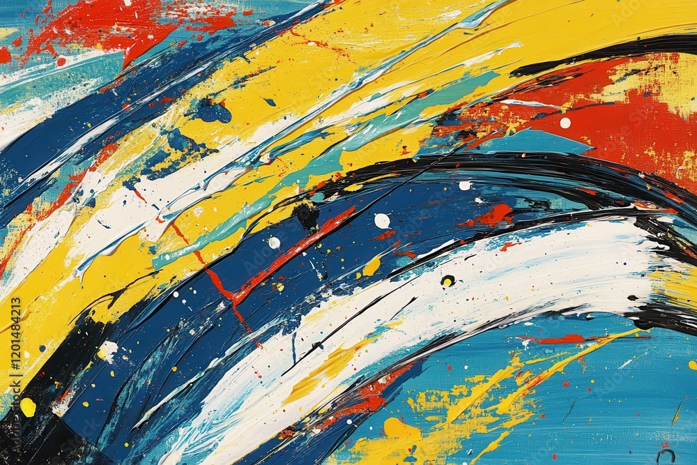 Aufkleber dynamic vibrant splatter effects in abstract art with bold colors and fluid movement representing en