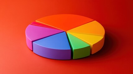 Obraz premium Business plan presentation featuring a vivid pie chart on red background for effective visual communication