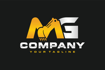 MG letters excavator logo
