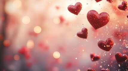 Romantic valentine's day heart decorations enchanting atmosphere digital art love theme close-up view