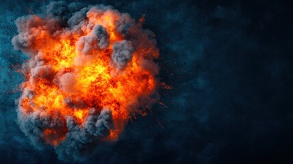 Nuclear explosion fireball ignites the sky test site digital art dramatic atmosphere aerial view destructive power