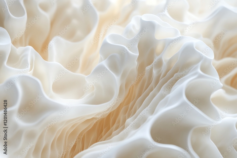Poster close up abstract background featuring 3d smoke waves in white and beige with depth of field