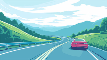 Continuous Line Art Vector of Turnpike Road, Flat Illustration