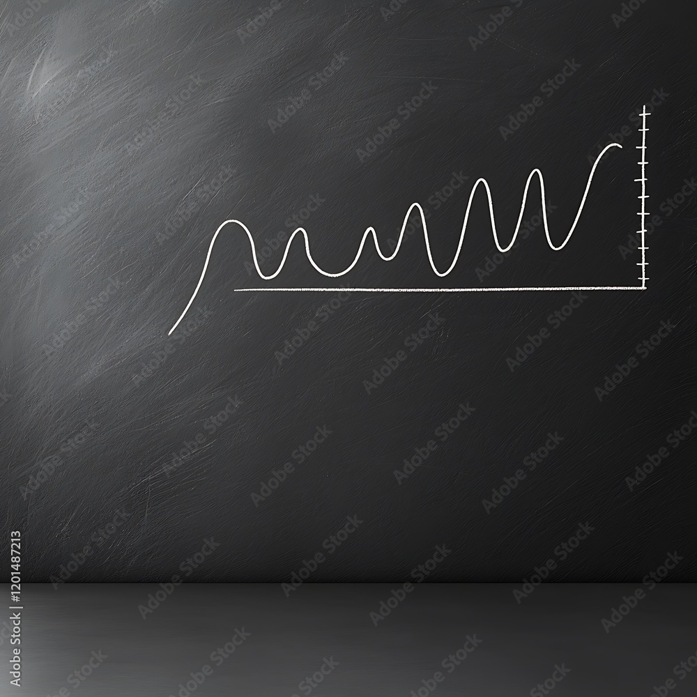 Poster a blackboard with a sine wave graph drawn and labeled