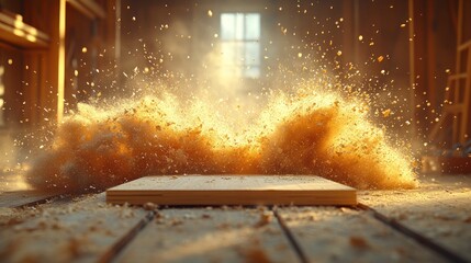 Woodworking sawdust explosion, plank.
