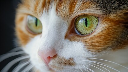 Close-up Portrait of a Calico Cat with Striking Green Eyes