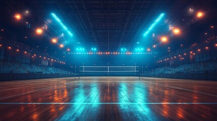 Professional Volleyball Court in a Stunning Stadium. Generative AI