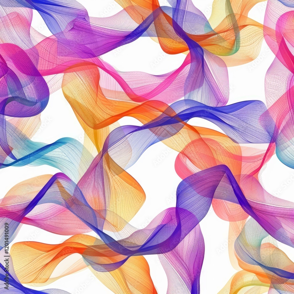 Aufkleber Abstract composition featuring vibrant, flowing lines creating a dynamic and colorful pattern against a white background