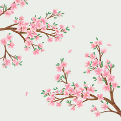 Fototapeta premium Elegant Tet Peach Blossom Illustration: A Symbol of Vietnamese New Year
