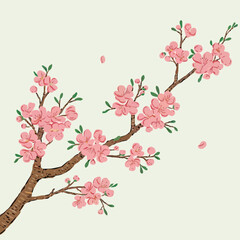Naklejka premium Elegant Tet Peach Blossom Illustration: A Symbol of Vietnamese New Year