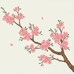 Naklejka premium Elegant Tet Peach Blossom Illustration: A Symbol of Vietnamese New Year