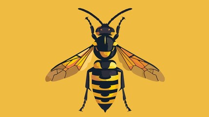 Detailed cartoon illustration of a isolated, flat vector wasp hornet for creative projects