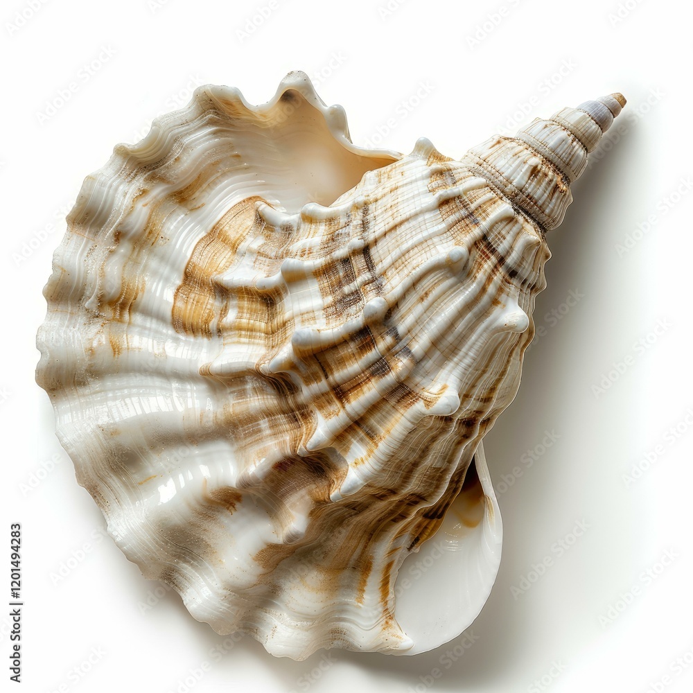 Poster beautiful, large, empty triton's trumpet - charonia tritonis - seashell isolated on a white backgrou