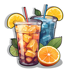 Refreshing Iced Tea with Citrus Fruits. A Summer Delight