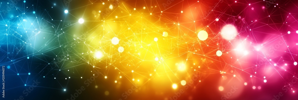 Poster spectrum of information vivid geometric data flow representation, abstract tech background
