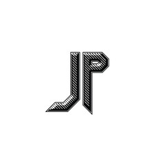 JP monogram logo design letter text name symbol monochrome logotype alphabet character simple logo