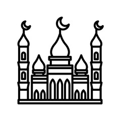 Mosque Outline Icon, Vector illustration