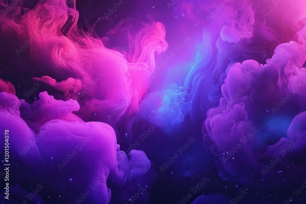 Poster abstract smoke trails in neon colors creating a dreamy atmosphere, perfect for backgrounds and artis