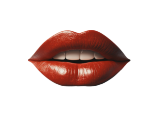 Isolated Red Glossy Lips