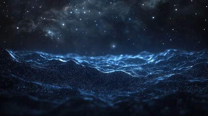 Fototapeta premium Celestial Landscape: A Nighttime Vista of Glittering Stardust Hills Under a Starry Sky