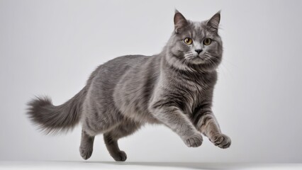 Obraz premium Blue british longhair cat on grey background