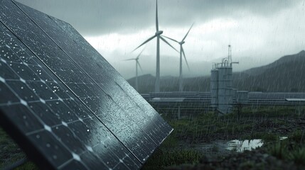 Renewable Energy in the Rain Solar Panels and Wind Turbines