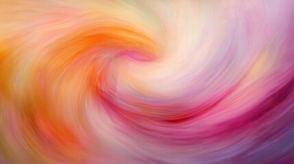 Fototapeta premium Abstract swirl of vibrant colors blending seamlessly, creating a dynamic and fluid motion effect. Shades of pink, orange, yellow, blue, and purple flow together beautifully. Generative AI