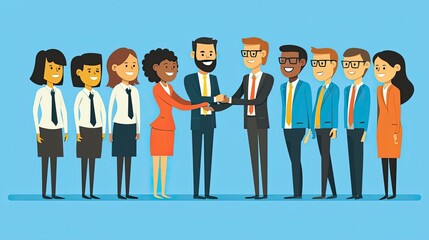 Team of business professionals standing confidently, showcasing unity and leadership. Highlights corporate culture, diversity, and professionalism. Generative AI