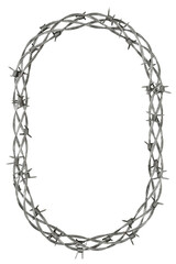 3D Rendered Frame: A high-quality 3D render of a circular frame made from barbed wire.