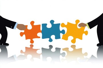 Diverse Hands Assembling Colorful Puzzle Pieces Symbolizing Collaboration and Teamwork in Problem Solving for Creative Projects and Innovative Solutions