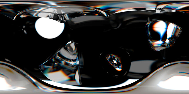 HDRI map, Abstract iridescent background design, 3d render  panoramic 360 view equirectangular hdri studio lights image map