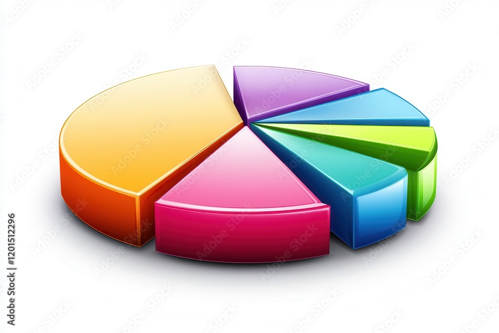 Poster colorful vector pie chart illustration with distinct sections and bright colors, ideal for data repr