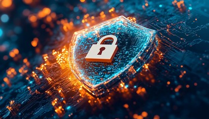 Digital realm cybersecurity abstract illustrations in a tech environment