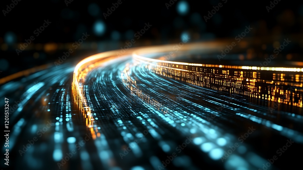 Poster abstract digital data stream highway flowing
