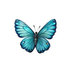 Obraz premium Azure Butterfly: A vibrant blue butterfly with intricate wing patterns, showcasing delicate details and a captivating color palette. The image is ideal for designs, backgrounds and illustrations. 