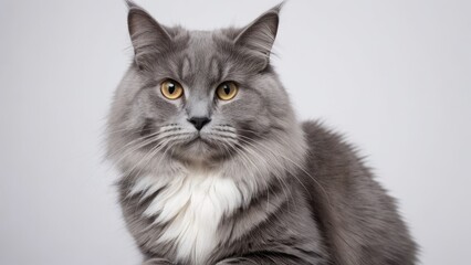 Obraz premium Portrait of Blue british longhair cat on grey background