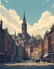 Fototapeta premium UK: Modern Poster Illustration Travel Print Decor Gift Paper Canvas Wall Retro Art