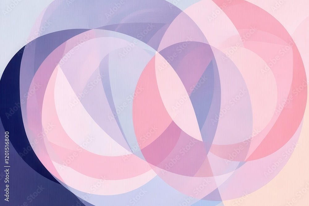 Poster overlapping transparent shapes in soft pastel colors creating a modern abstract art composition for 